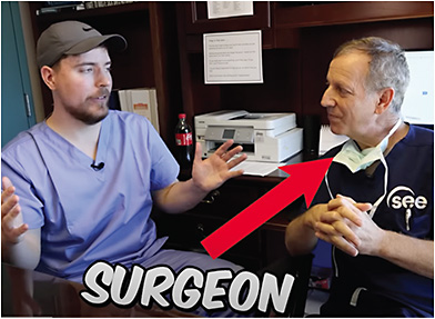 MrBeast (Jimmy Donaldson) talking with Dr. Levenson in the viral video. COURTESY MRBEAST