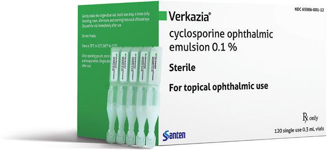 Verkazia is FDA approved for the treatment of VKC in children and adults. IMAGE COURTESY OF SANTEN